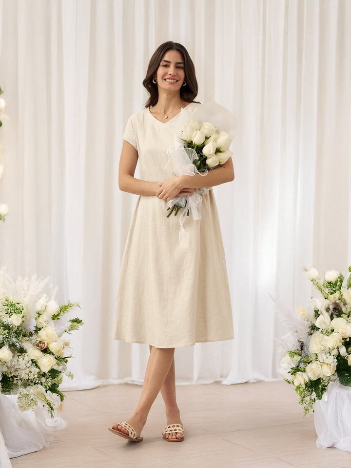 Mira™ | Natural Summer V-Neck Dress