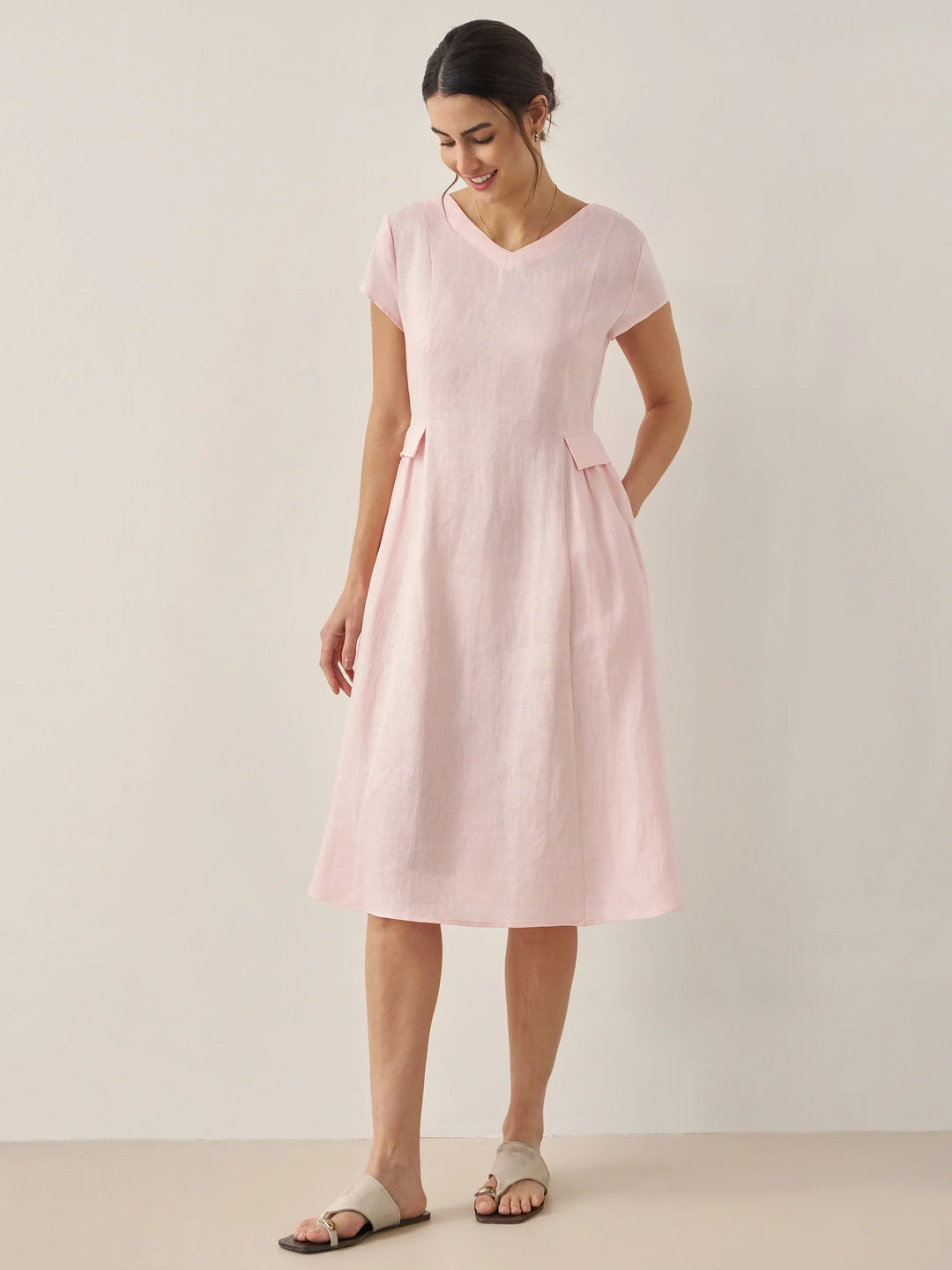 Mira™ | Natural Summer V-Neck Dress