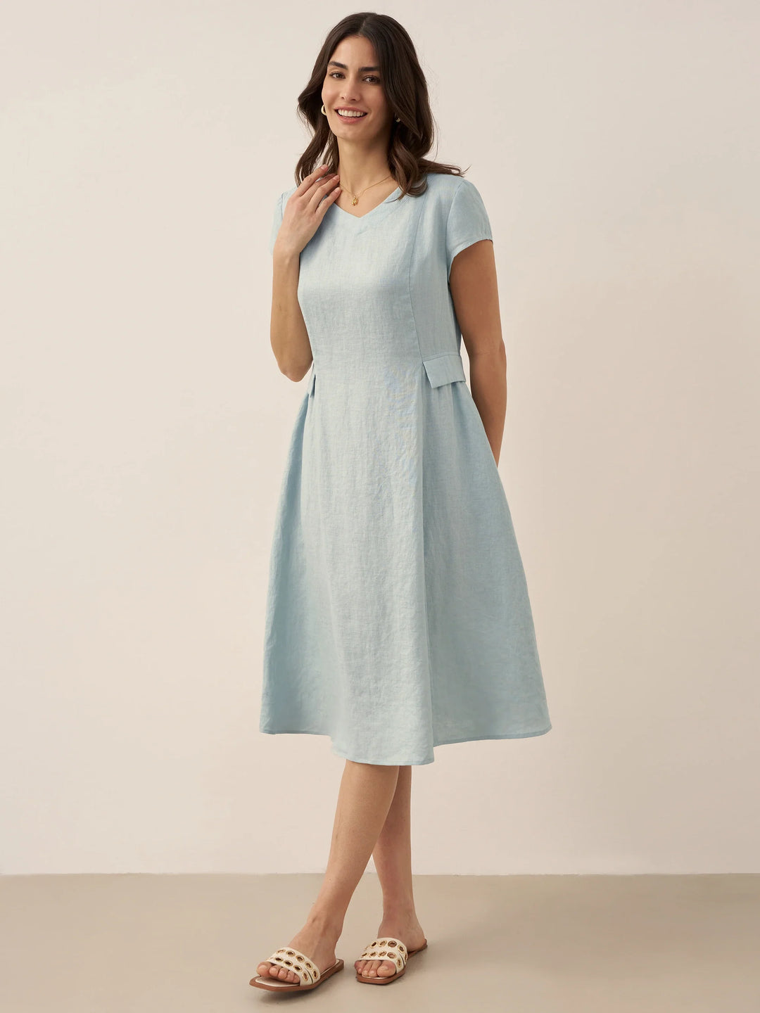 Mira™ | Natural Summer V-Neck Dress