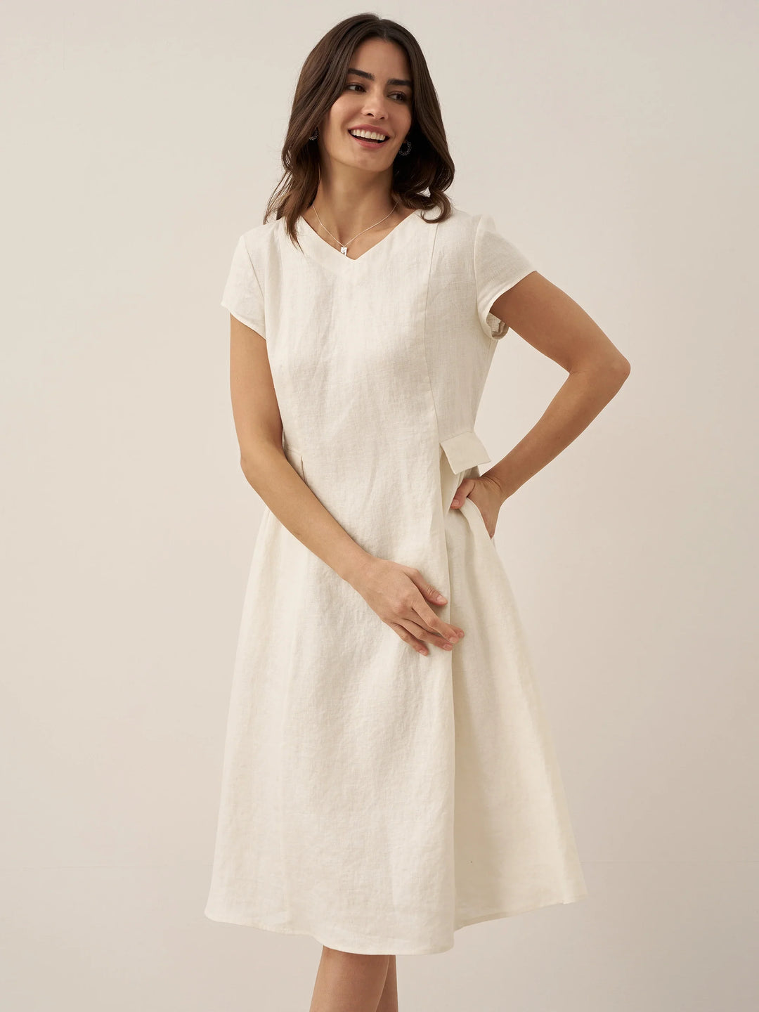 Mira™ | Natural Summer V-Neck Dress