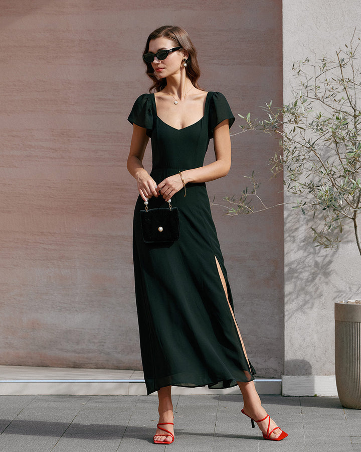 Charice™ | Ausschnitt Chiffon Maxikleid