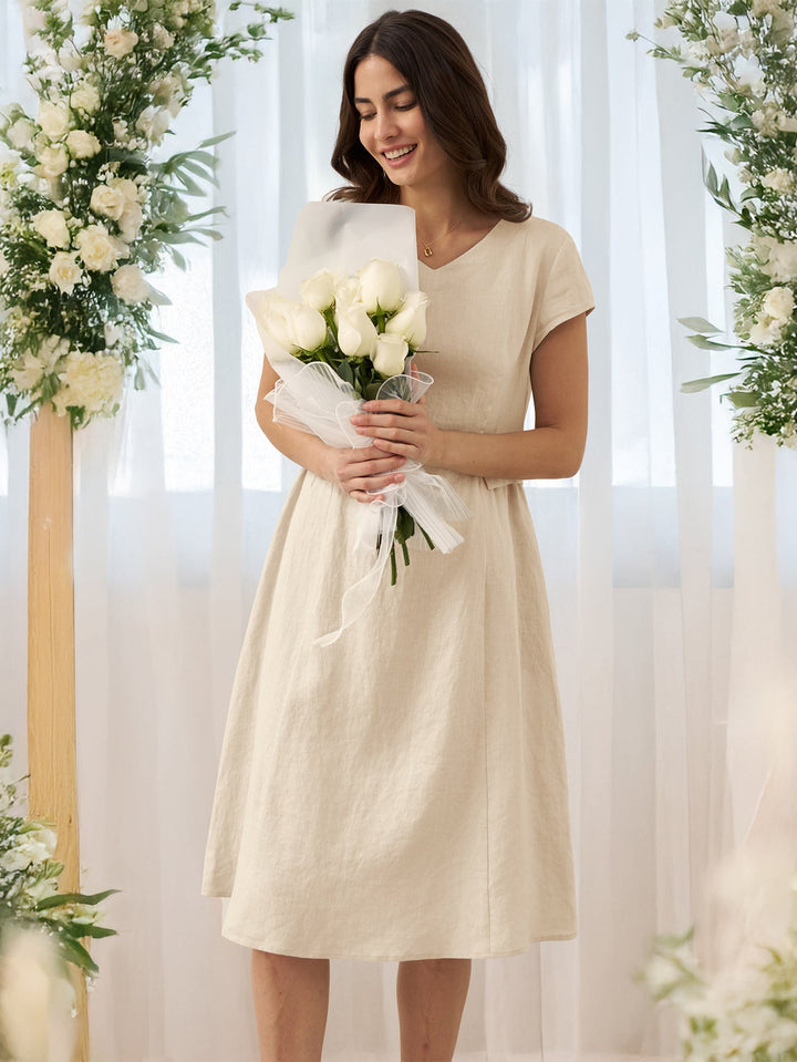 Mira™ | Natural Summer V-Neck Dress