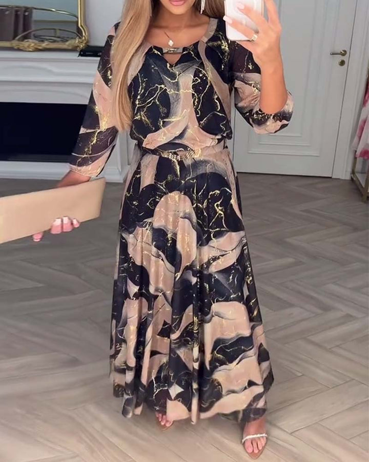 Paisley™ | Kleid Elegant Dreiviertelarm Gedruckte Taille