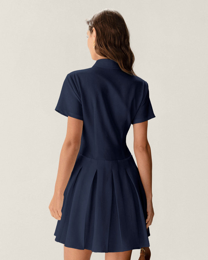 Nancy™ | Plissee-Minikleid mit Knöpfen