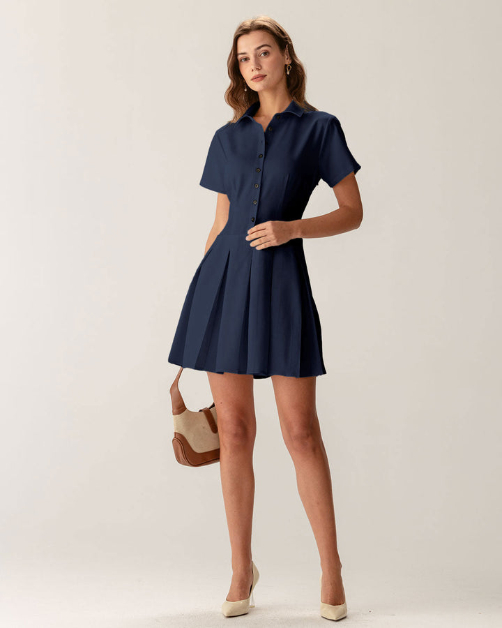 Nancy™ | Plissee-Minikleid mit Knöpfen