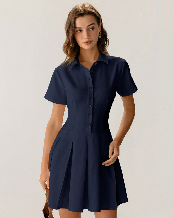 Nancy™ | Plissee-Minikleid mit Knöpfen